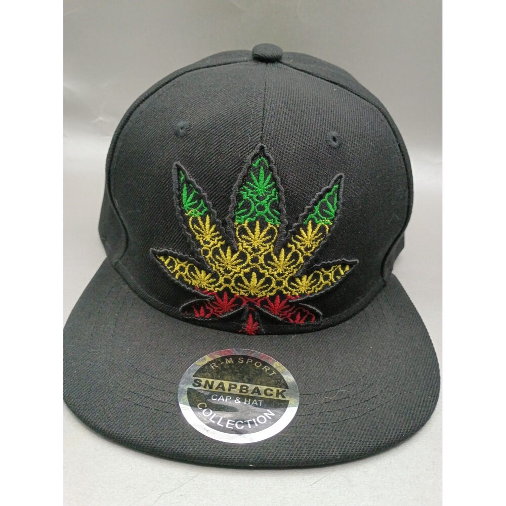 cannabis leaf embroidery on the front panel and an "R-M Sport" Snapback Cap